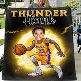 Personalized Name Picture Custom Cartoon NBA Blanket - Gifts for Lakers Fans